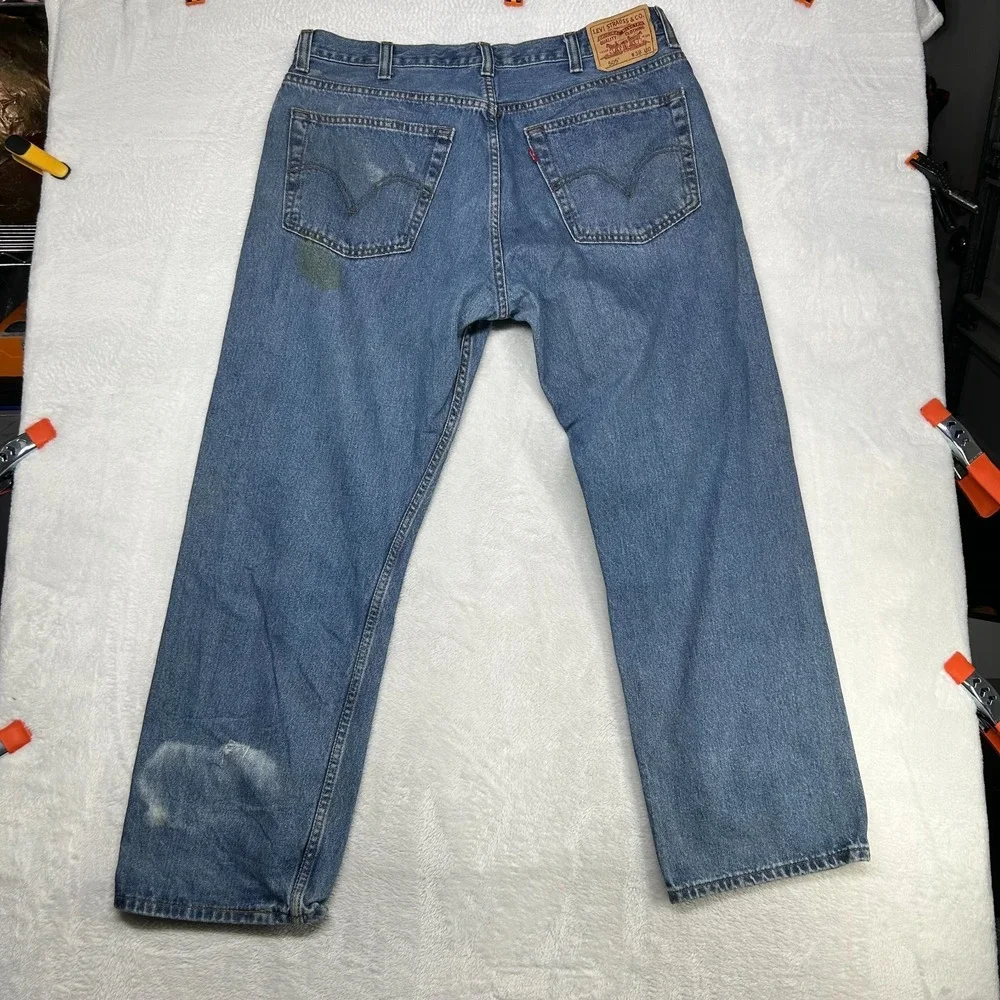 Levi's 505 Jeans Men's Blue Denim High Rise Regular Fit Straight Zip Fly - 37X29